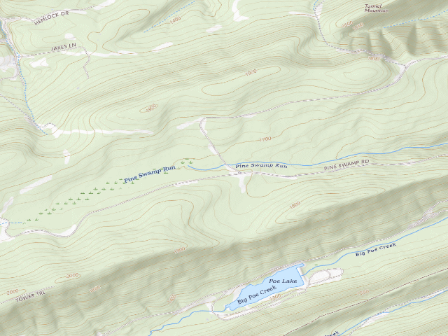 USGS topographic map of Bald Eagle State Forest roadside campsite 041 Poe Paddy Drive