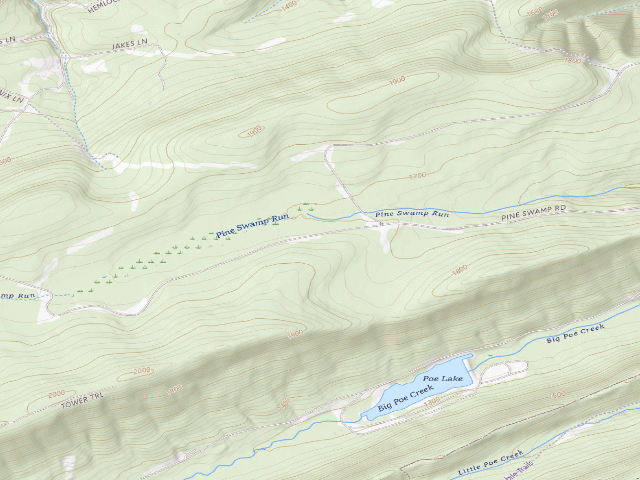 USGS topographic map of Bald Eagle State Forest roadside campsite 042 Pine Swamp Road