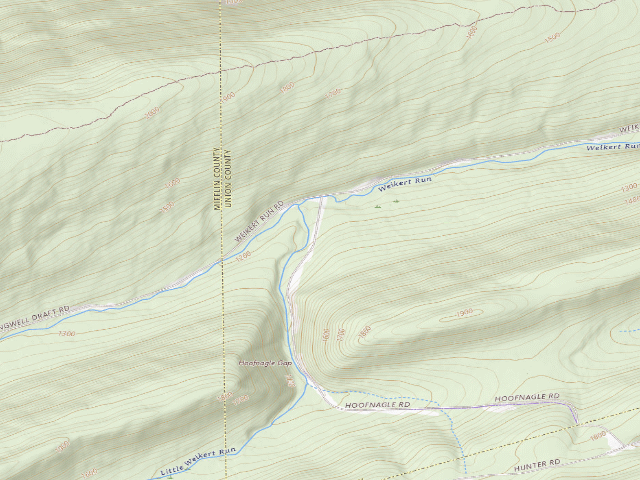 USGS topographic map of Bald Eagle State Forest roadside campsite 062 Hoofnagle Road