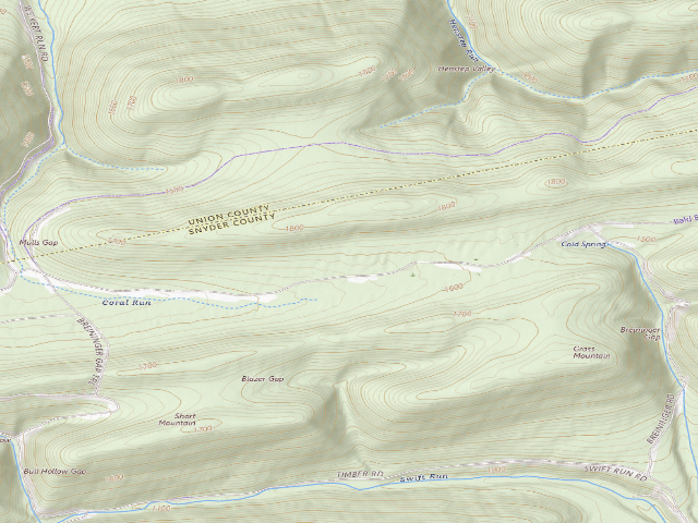 USGS topographic map of Bald Eagle State Forest roadside campsite 069 Hunter Road