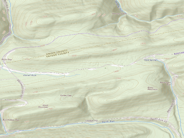 USGS topographic map of Bald Eagle State Forest roadside campsite 070 Hunter Road