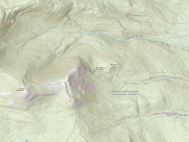 USGS topographic map of Baldface Shelter