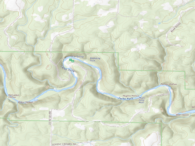 USGS topographic map of Baptizing Hole Campground