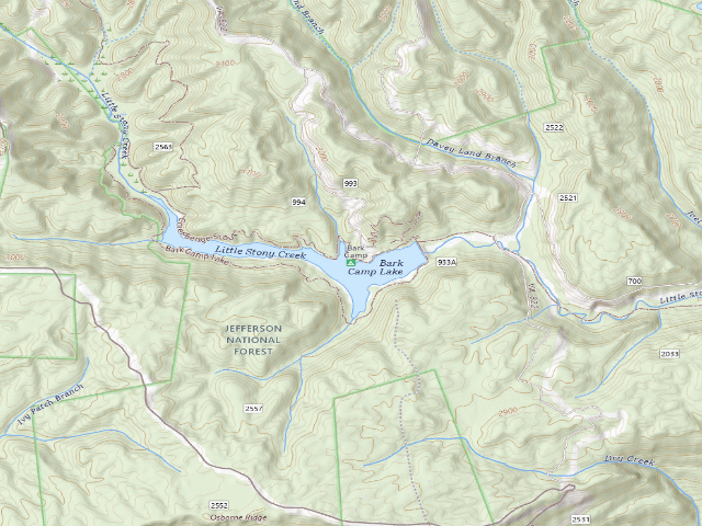 USGS topographic map of Bark Camp