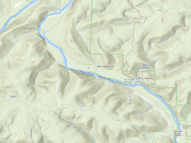 USGS topographic map of Barn Hollow Float Camp