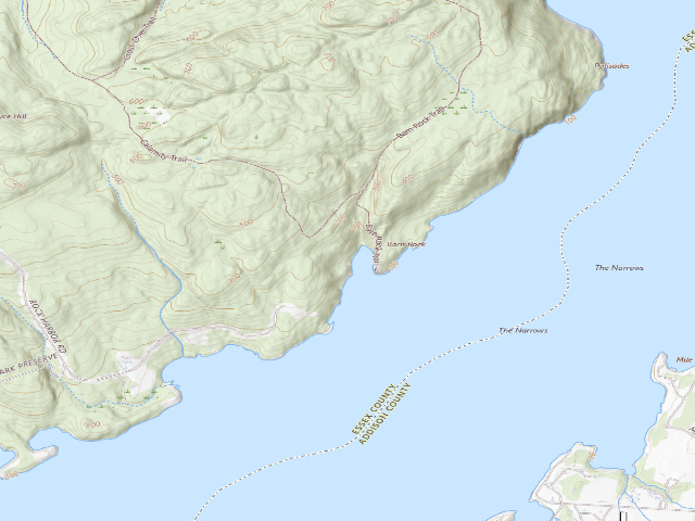 USGS topographic map of Barn Rock Bay Campsite [DEC #4467] (Split Rock Wild Forest)