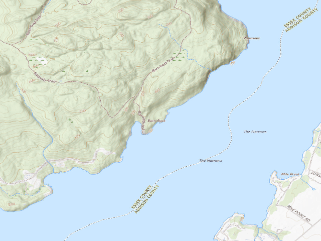 USGS topographic map of Barn Rock Campsite [DEC #4466] (Split Rock Wild Forest)