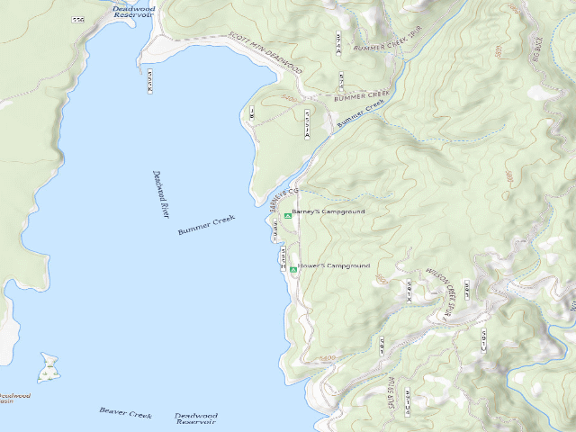 USGS topographic map of Barney'S Campground