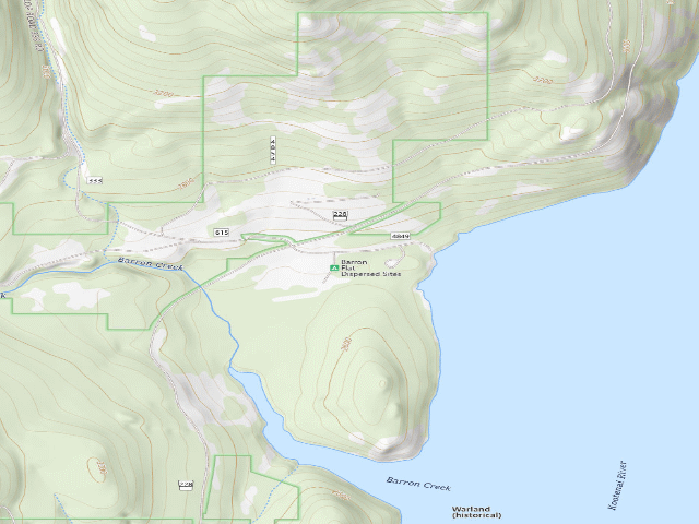 USGS topographic map of Barron Creek Boat Ramp
