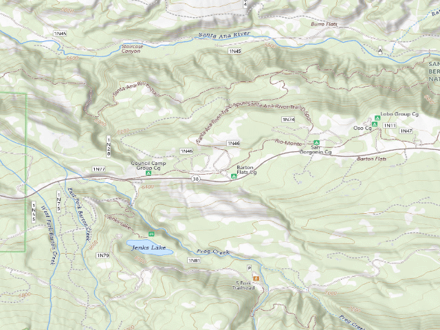 USGS topographic map of Barton Flats Campground