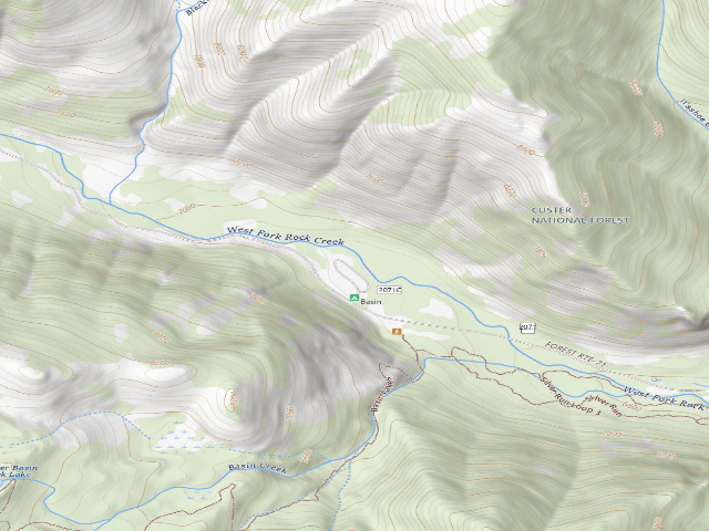 USGS topographic map of Basin Campground