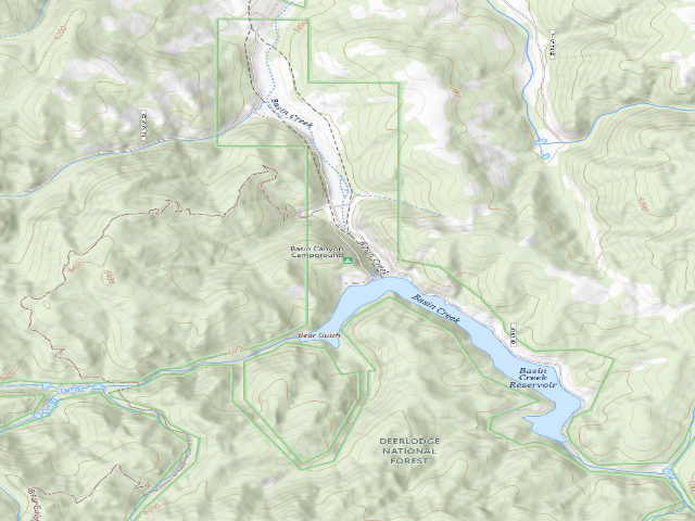 USGS topographic map of Basin Canyon Campground