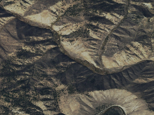 Aerial image of Basin Creek Transfer Camp Trailhead