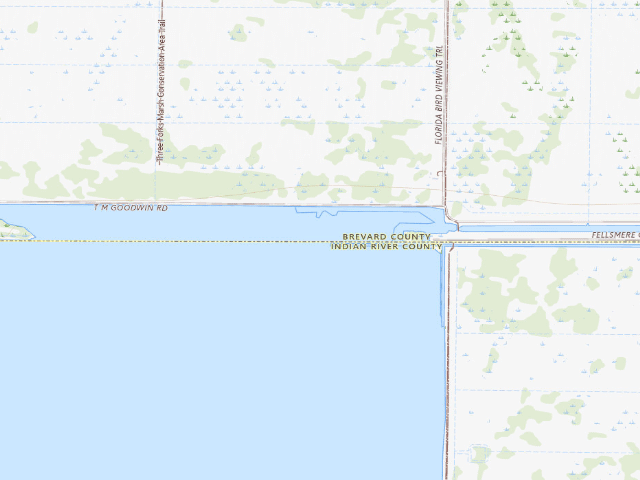 USGS topographic map of Bass Camp - Boat Access Only (Blue Cypress Conservation Area)