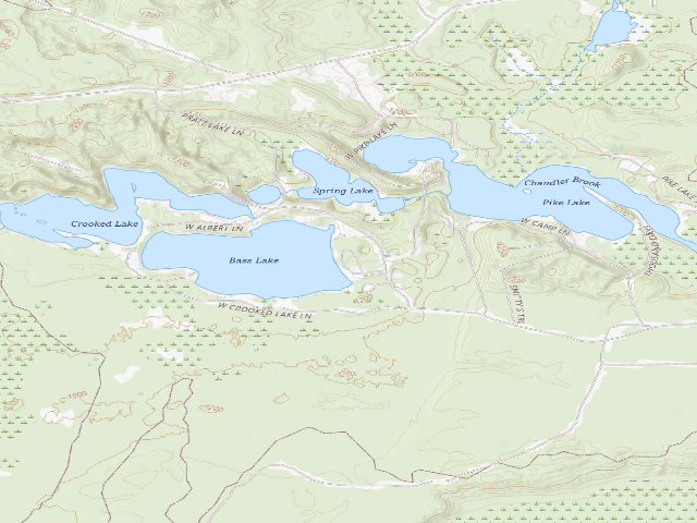 USGS topographic map of Bass Lake State Forest Campground (Marquette)