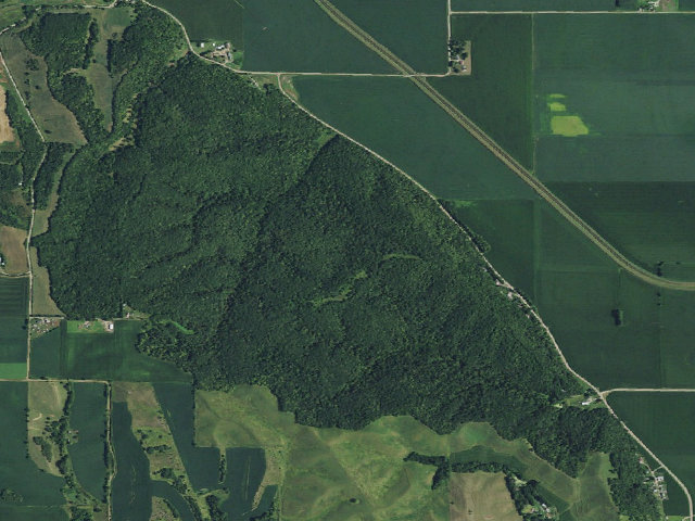 Aerial image of Basswood Ridge WMA