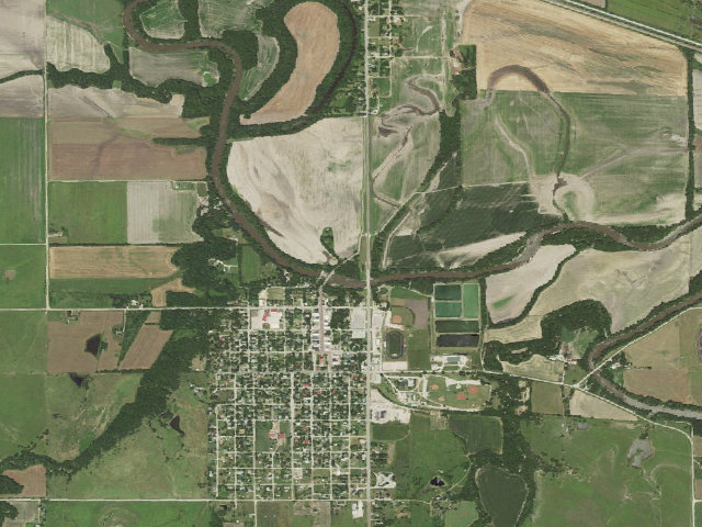 Aerial image of Bates Grove Park (Cottonwood Falls)