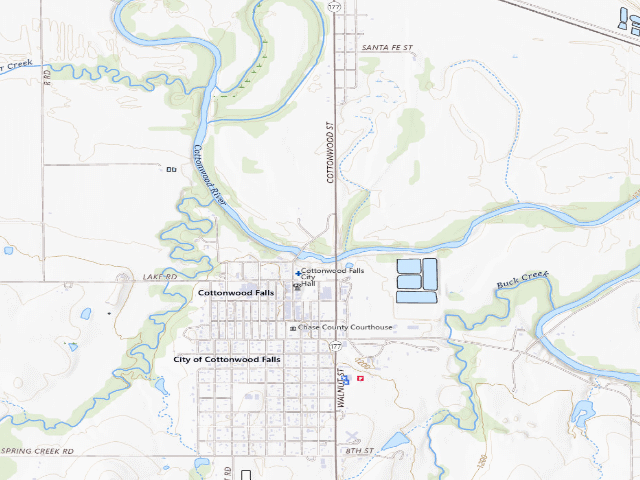 USGS topographic map of Bates Grove Park (Cottonwood Falls)