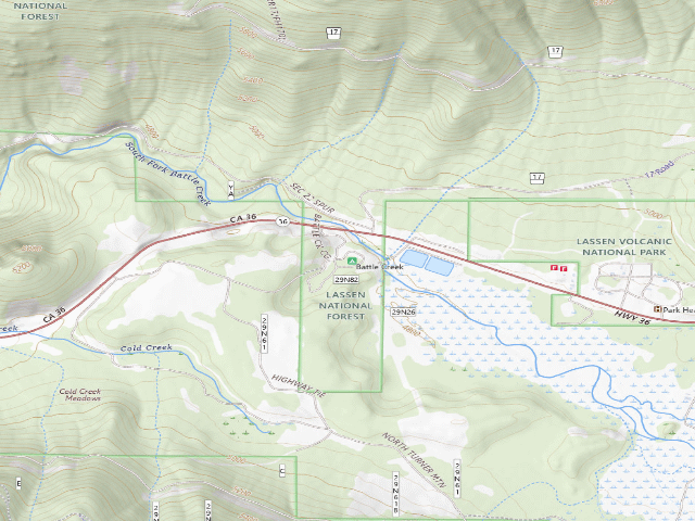 USGS topographic map of Battle Creek Campground