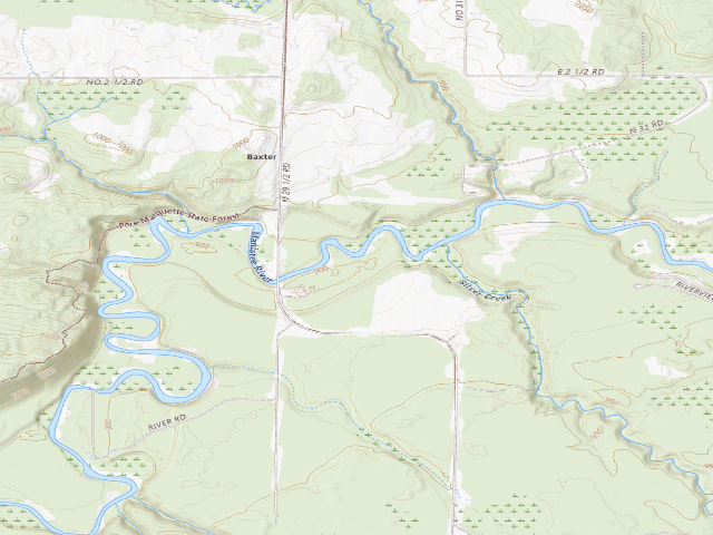 USGS topographic map of Baxter Bridge State Forest Campground