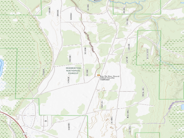 USGS topographic map of Bay de Noc Trailhead Camping
