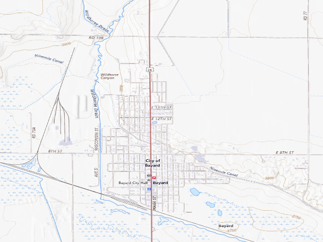 USGS topographic map of Bayard City RV Sites (Swimming Pool Park)