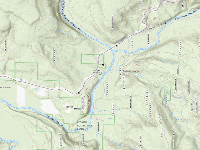 USGS topographic map of Bayou Bluff Cg