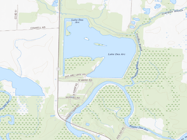 USGS topographic map of Bayou Des Arc Camping Area #2