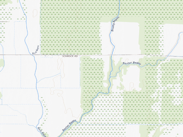 USGS topographic map of Bayou Macon WMA primitive camping area 1