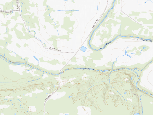 USGS topographic map of Bayou Pierre WMA primitive camping area 1