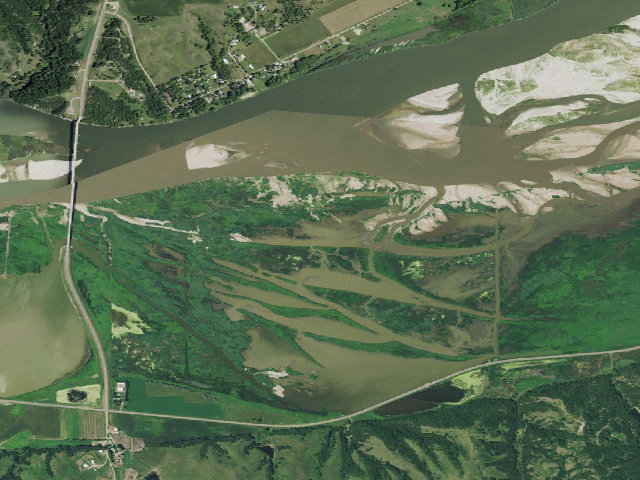 Aerial image of Bazile Creek WMA