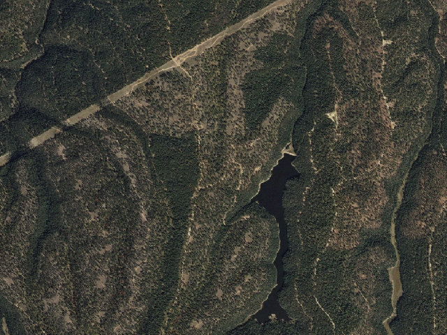 Aerial image of Bear Canyon Lake and Camping Area