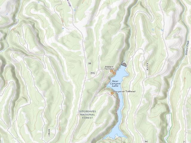 USGS topographic map of Bear Canyon Lake and Camping Area