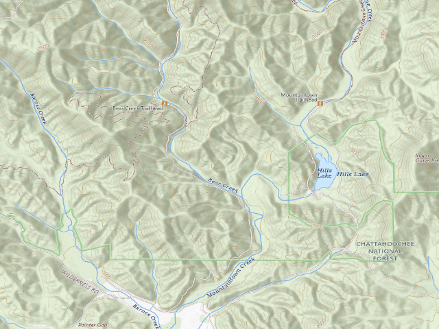 USGS topographic map of Bear Creek Dispersed Camping Area
