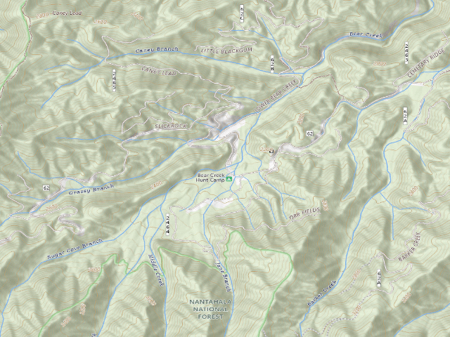 USGS topographic map of Bear Creek Hunt Camp