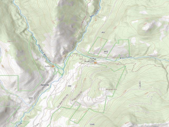 USGS topographic map of Bear Creek Road-001A