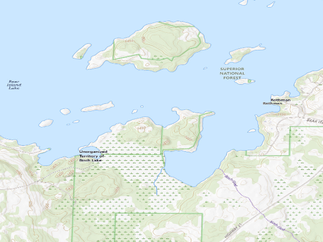 USGS topographic map of Bear Island Lake Site 3