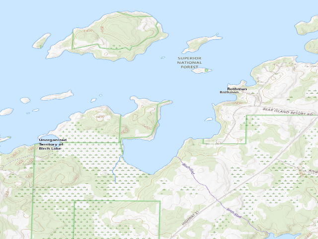 USGS topographic map of Bear Island Lake Site 4