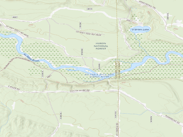 USGS topographic map of Bear Island Primitive Campsite