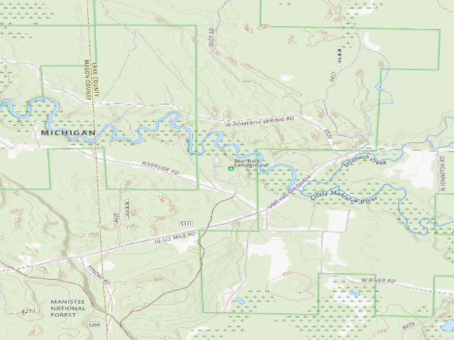 USGS topographic map of Bear Track Campground