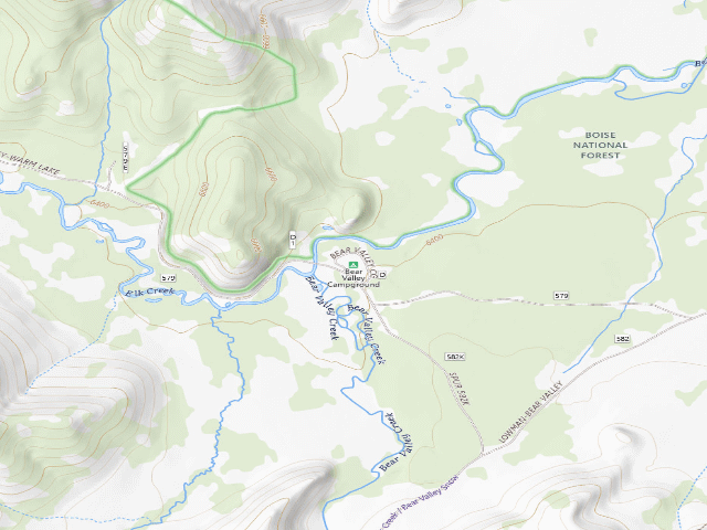 USGS topographic map of Bear Valley Campground