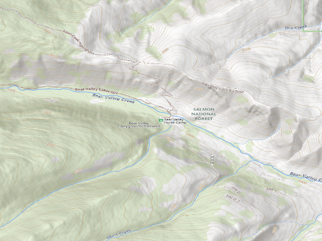 USGS topographic map of Bear Valley Horse Camp