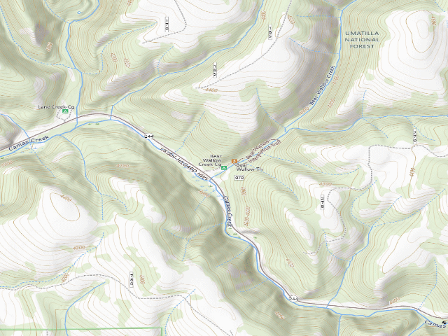 USGS topographic map of Bear Wallow Campground & Trailhead