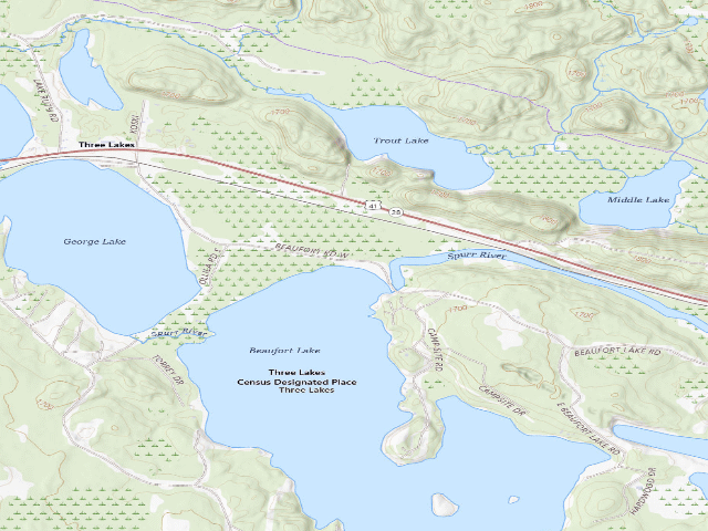 USGS topographic map of Beaufort Lake State Forest Campground