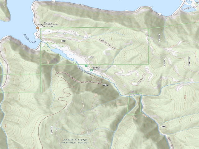 USGS topographic map of Beauty Creek Campground
