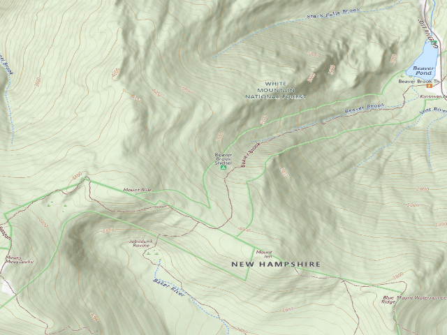 USGS topographic map of Beaver Brook Shelter