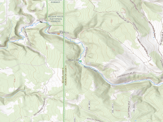 USGS topographic map of Beaver Creek Campground