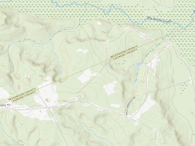 USGS topographic map of Beaverdam WMA Primitive Campground #1