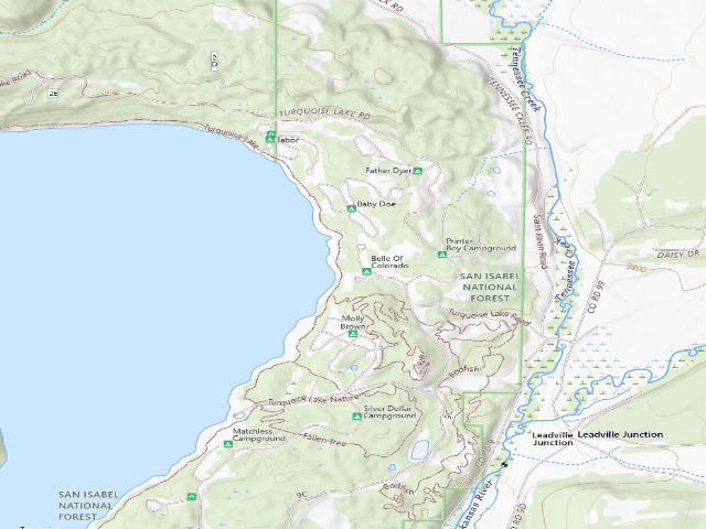 USGS topographic map of Belle of Colorado Campground