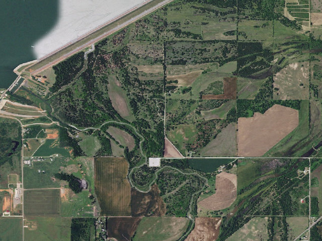Aerial image of Below Dam Camp (Canton WMA)